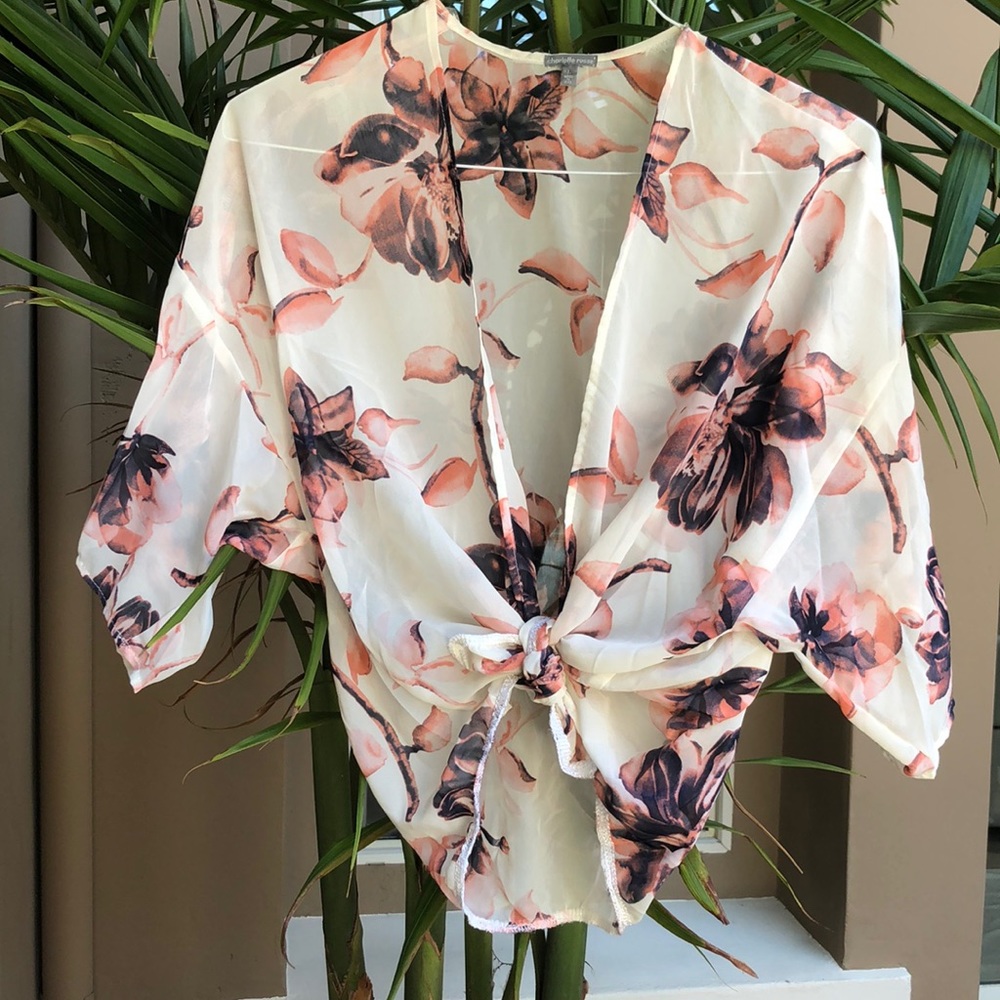Charlotte Russe Sheer Floral cardigan top